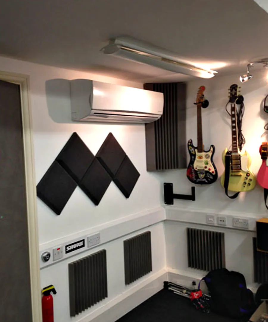 A wall mounted unit in a home studio